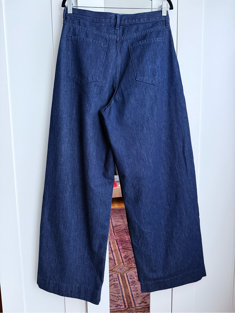 Banana Republic Pleated Wide Leg Dark Denim Trousers Size 30 - Picture 4 of 10